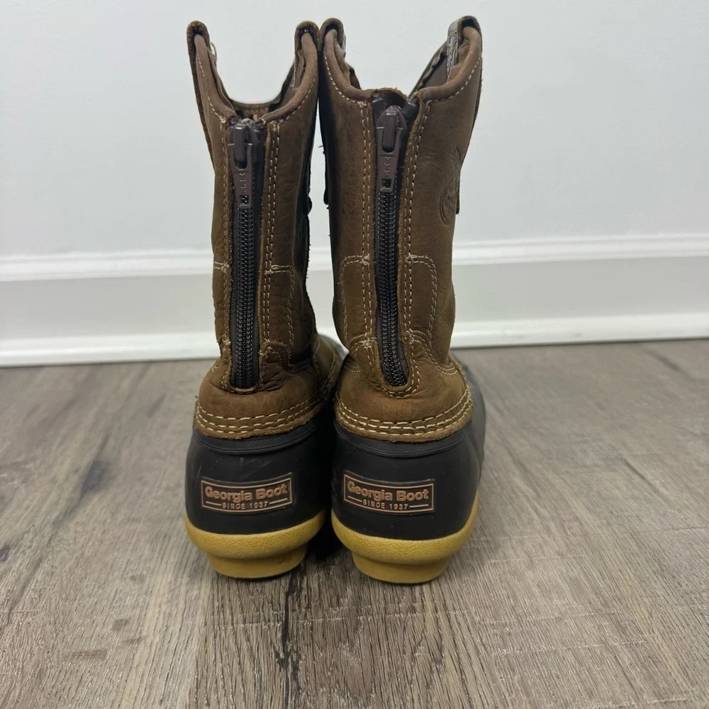 Georgia Boot Marshland Pull On Duck Boot Youth Size 3 Rubber Waterproof Brown